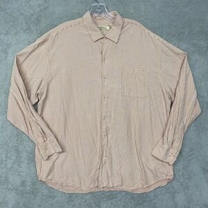 Tommy Bahama Shirt Mens 2XL Red Stripe Silk Cotton Button Up Causal XXL